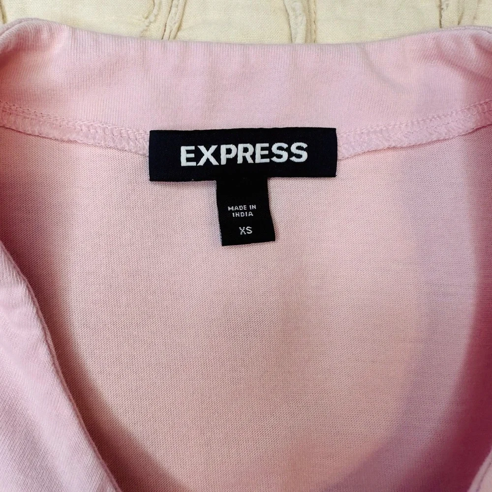 Express Light Pink Tulle Sleeve Top - Picture 4 of 5